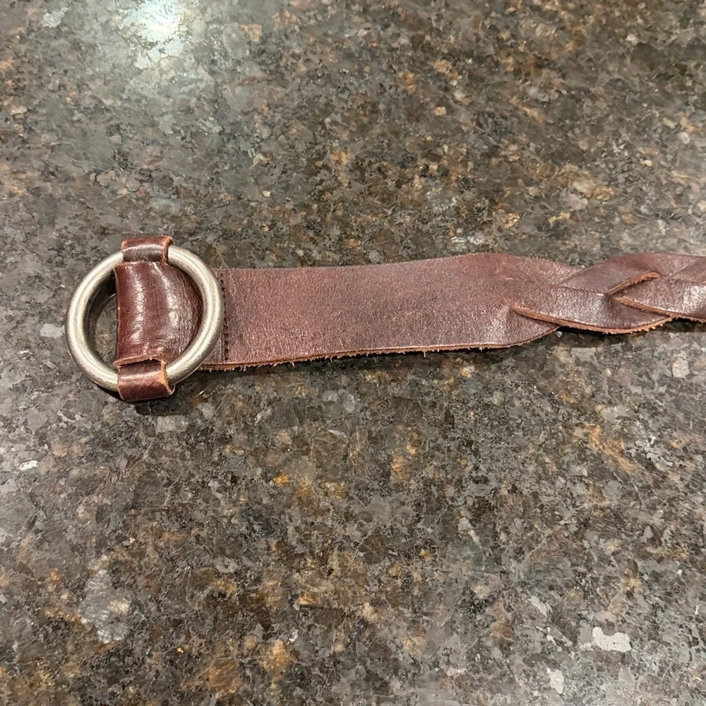 Fossil Brown Leather Belt Thick Braided